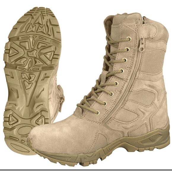 8" Desert Tan "Forced Entry" Deployment Boot - Side Zipper Work Boot 9R - Picture 1 of 6